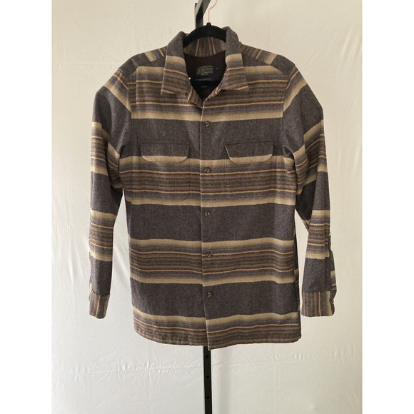 Pendleton Wool Striped Board Shirt Loop Collar Size Medium COLORFUL  EUC - Picture 1 of 6